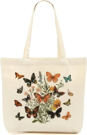 Aesthetic Floral Canvas Tote Bag for Women with Pocket, Tote Bags for Grocery Shopping Work Gym Christmas Birthday