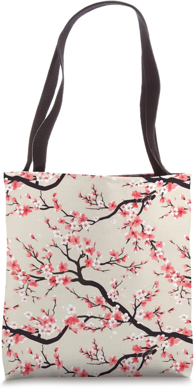 Aesthetic Sakura Branches Floral Cherry Blossom Tote Bag