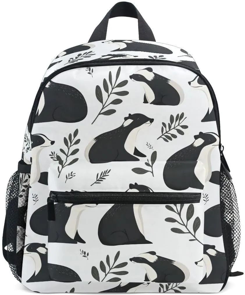 ALAZA Badger Dog Leaf Toddler Backpack Kid's School Bag Preschool Kindergarten Elementary School for Boys Girls