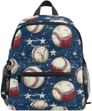 ALAZA Ball Baseball White Star Toddler Backpack Kid's School Bag Preschool Kindergarten Elementary School for Boys Girls