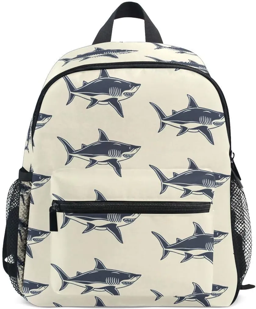 ALAZA Black Shark Fish Toddler Backpack Kid's School Bag Preschool Kindergarten Elementary School for Boys Girls