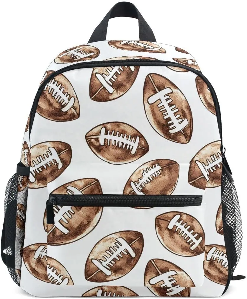 ALAZA Brown American Football Ball Retro Toddler Backpack Kid's School Bag Preschool Kindergarten Elementary School for Boys Girls