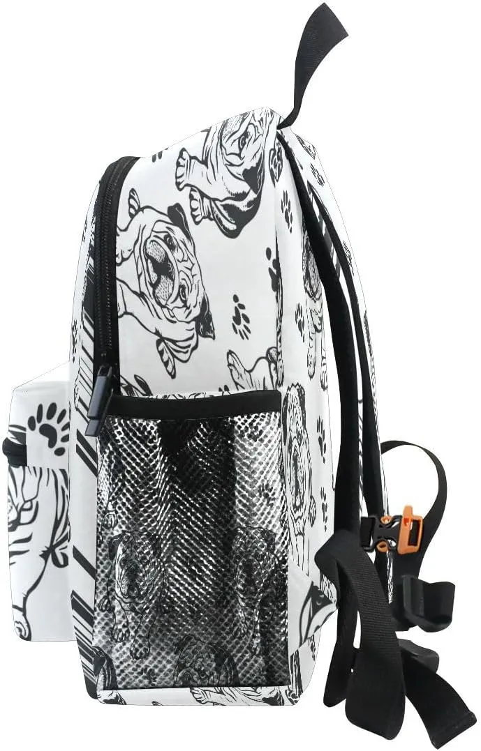 ALAZA Bulldog Paw Print White Toddler Backpack Kid's School Bag Preschool Kindergarten Elementary School for Boys Girls