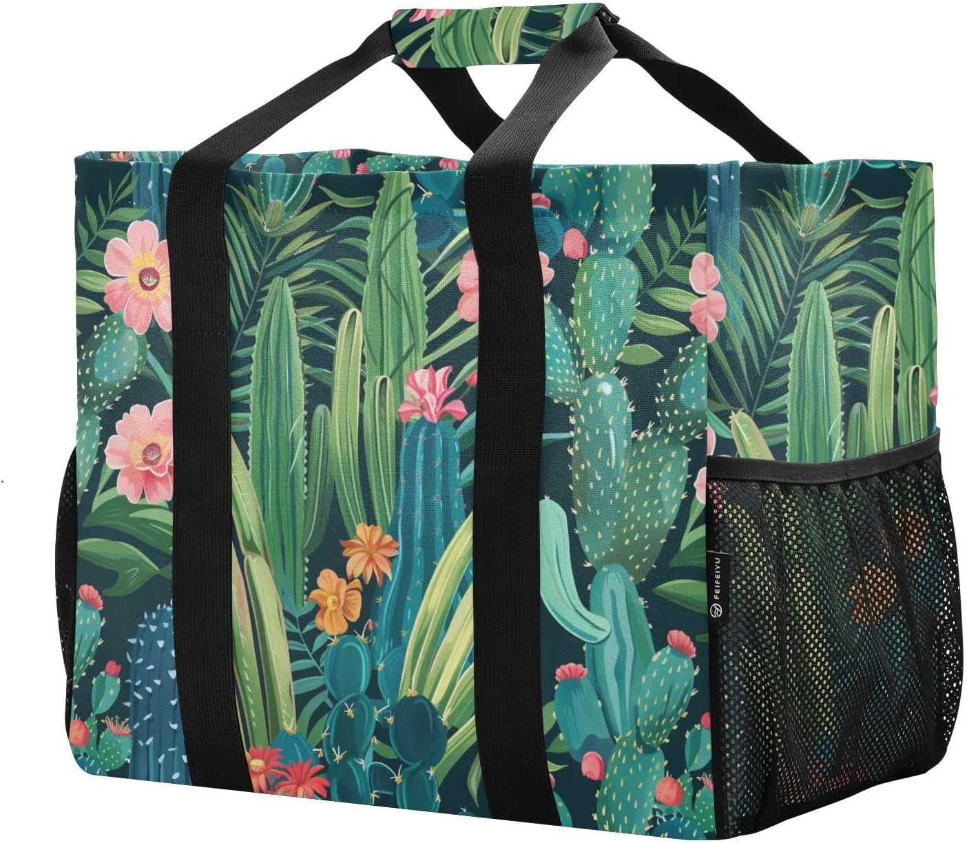 ALAZA Cacti Succulents Floral Tropical Waterproof Beach Tote Bags