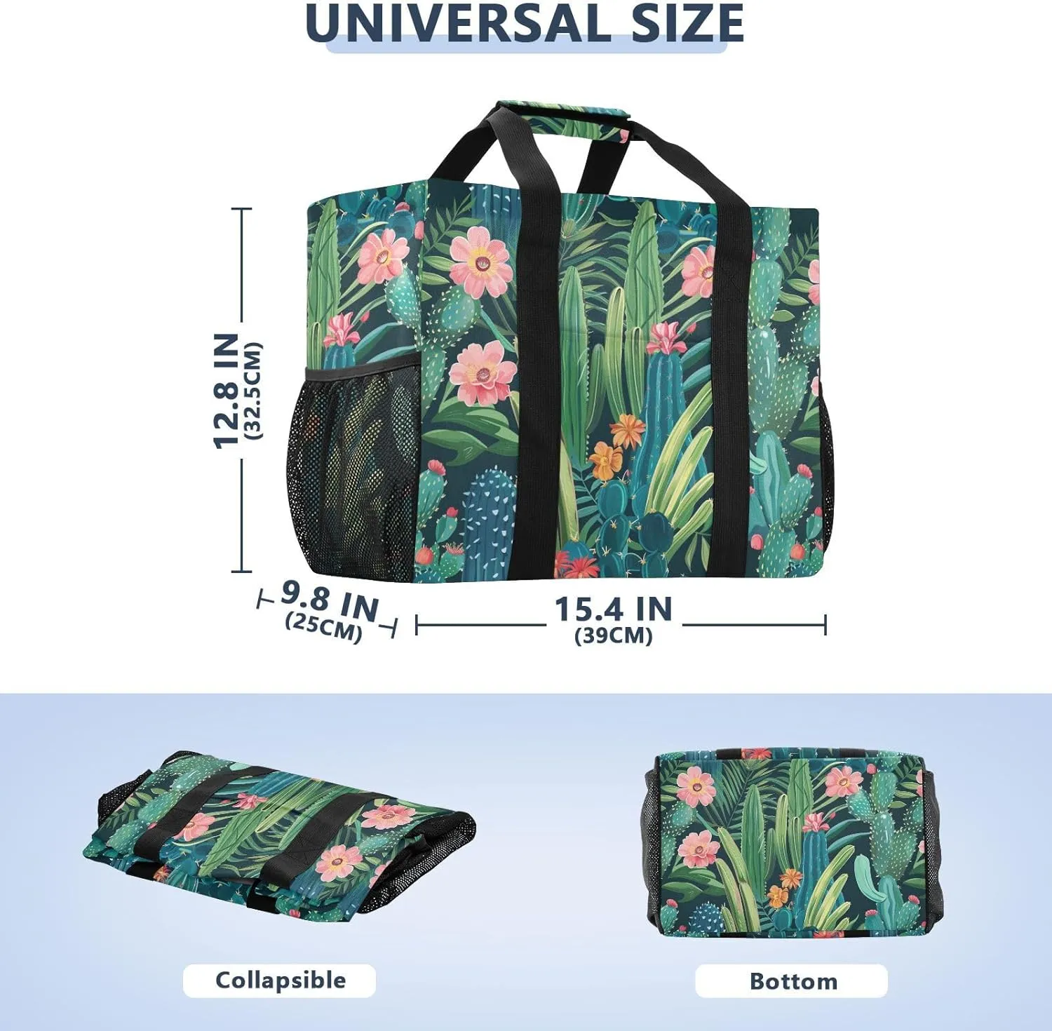 ALAZA Cacti Succulents Floral Tropical Waterproof Beach Tote Bags