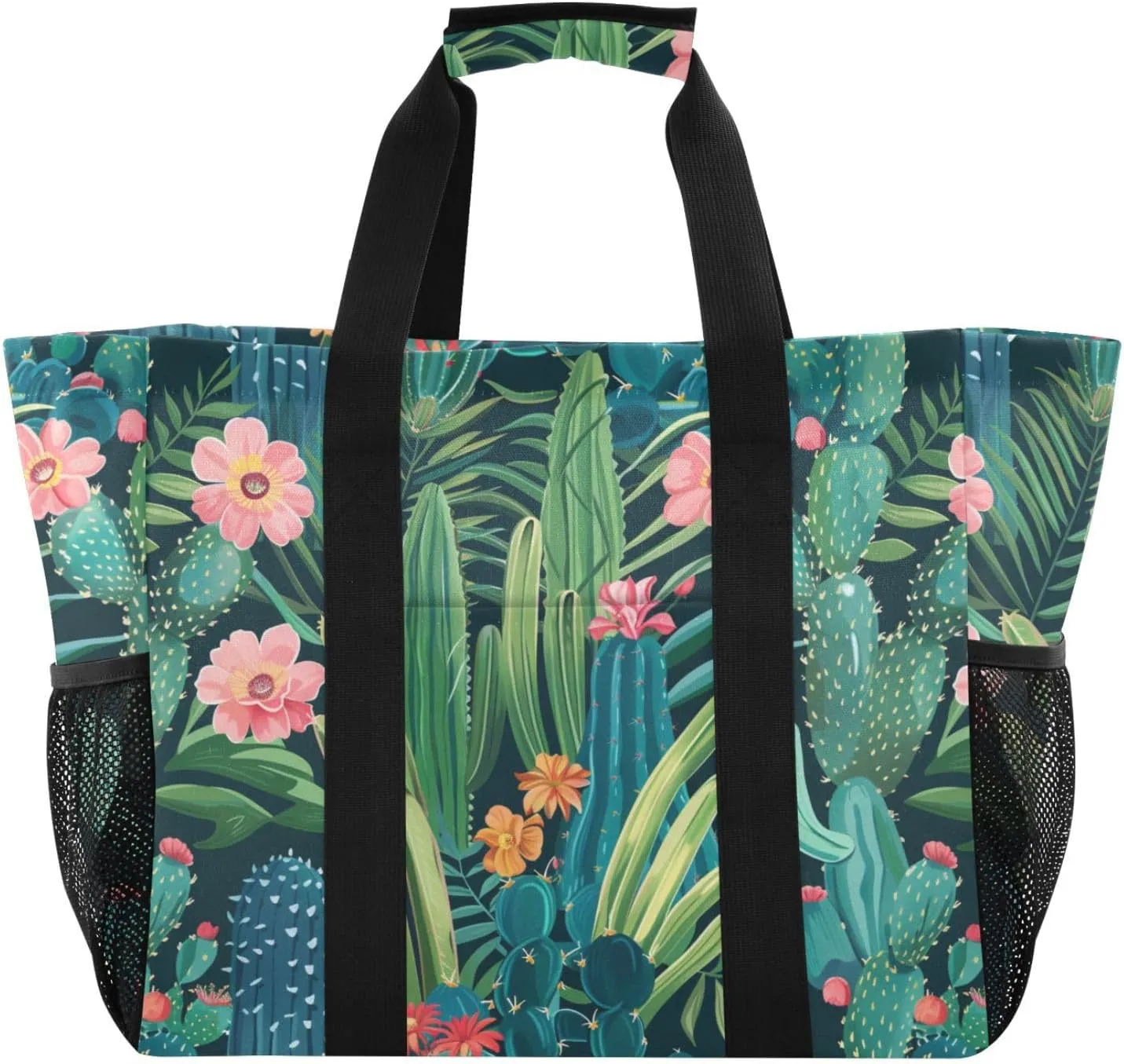 ALAZA Cacti Succulents Floral Tropical Waterproof Beach Tote Bags