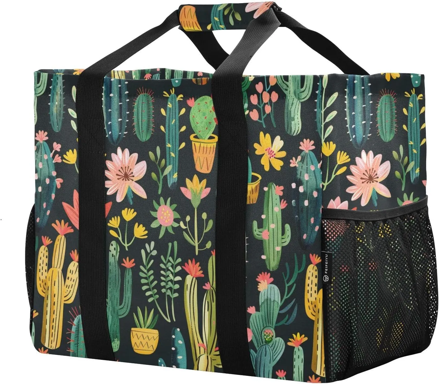 ALAZA Cacti Succulents Floral Tropical Waterproof Beach Tote Bags