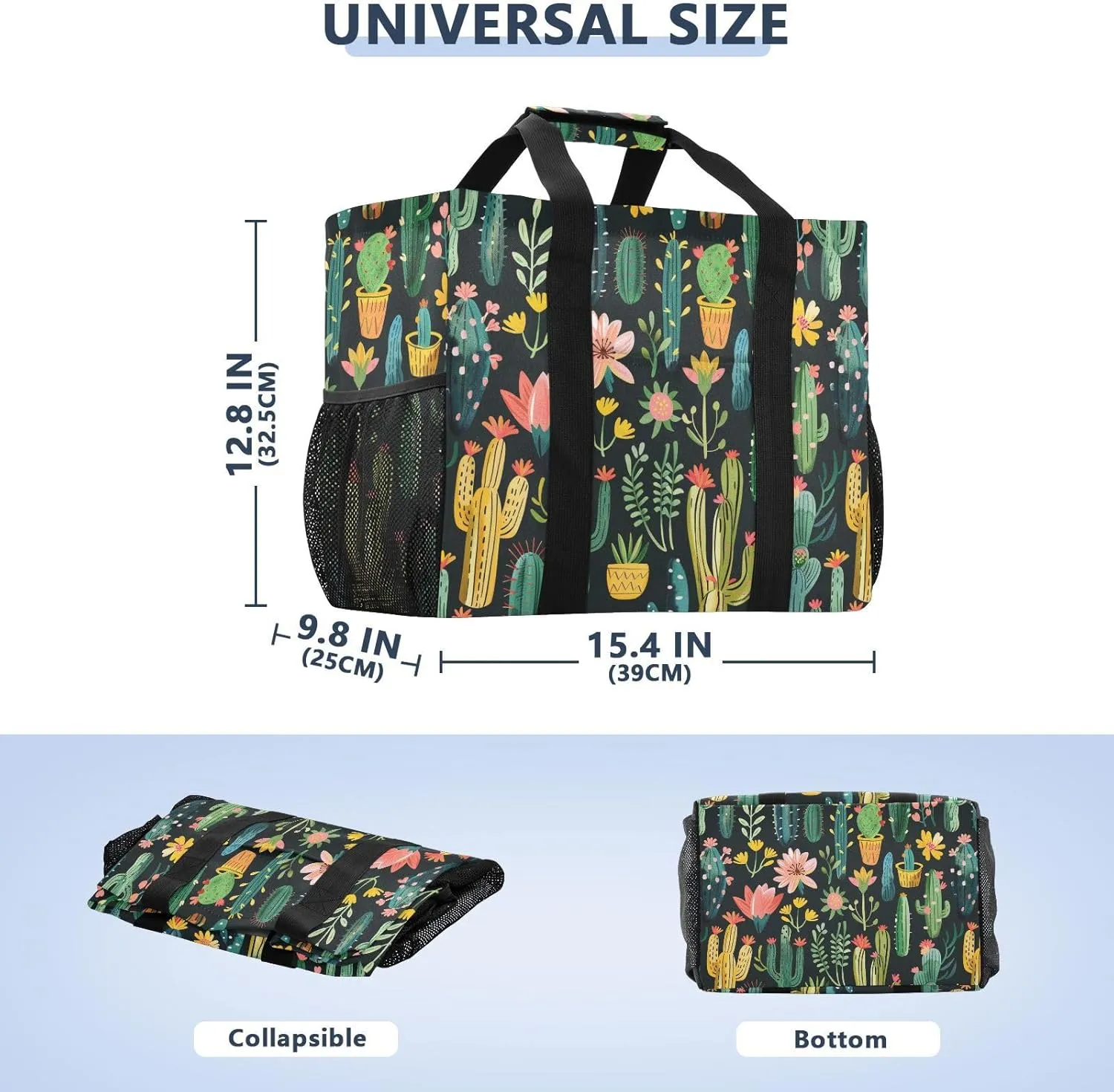 ALAZA Cacti Succulents Floral Tropical Waterproof Beach Tote Bags