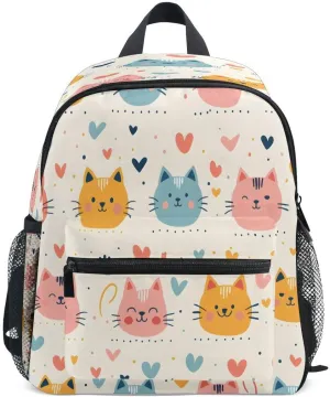 ALAZA Cat Head Love Heart Toddler Backpack Kid's School Bag Preschool Kindergarten Elementary School for Boys Girls
