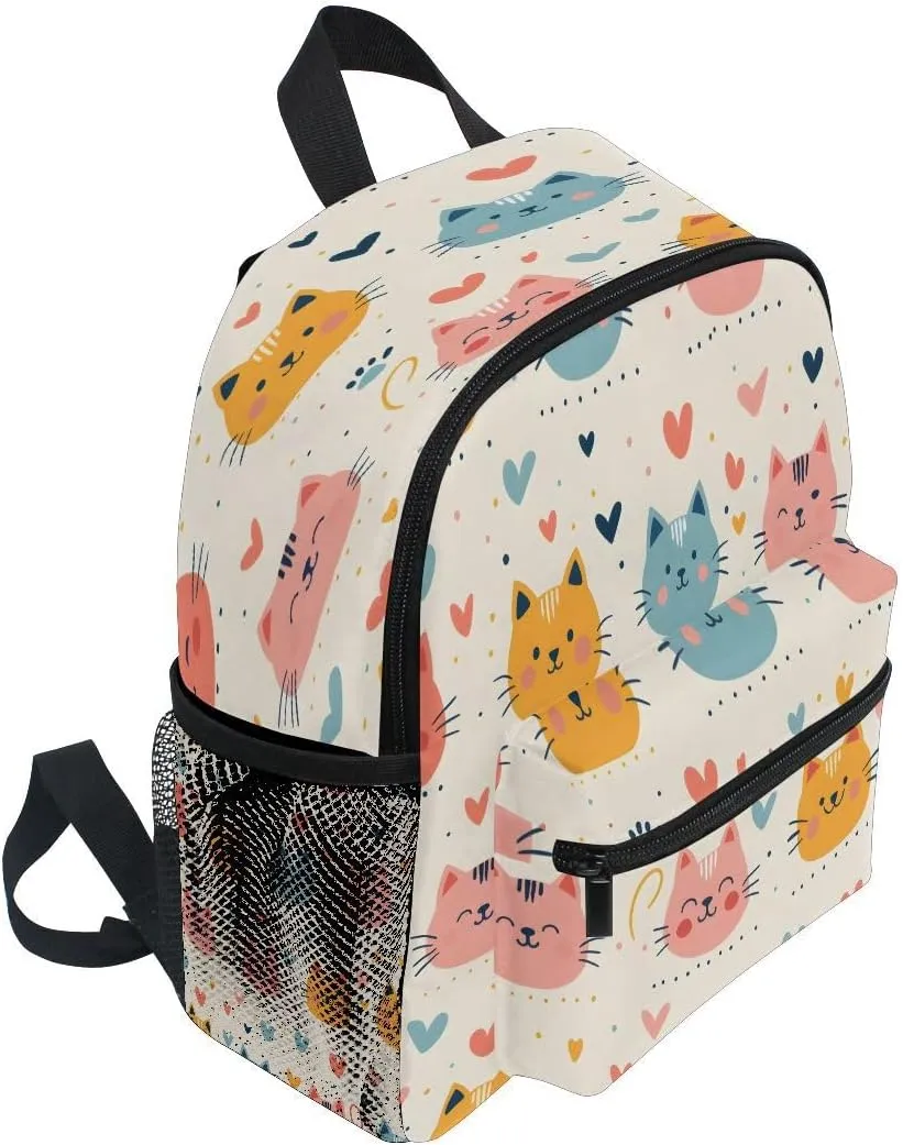 ALAZA Cat Head Love Heart Toddler Backpack Kid's School Bag Preschool Kindergarten Elementary School for Boys Girls