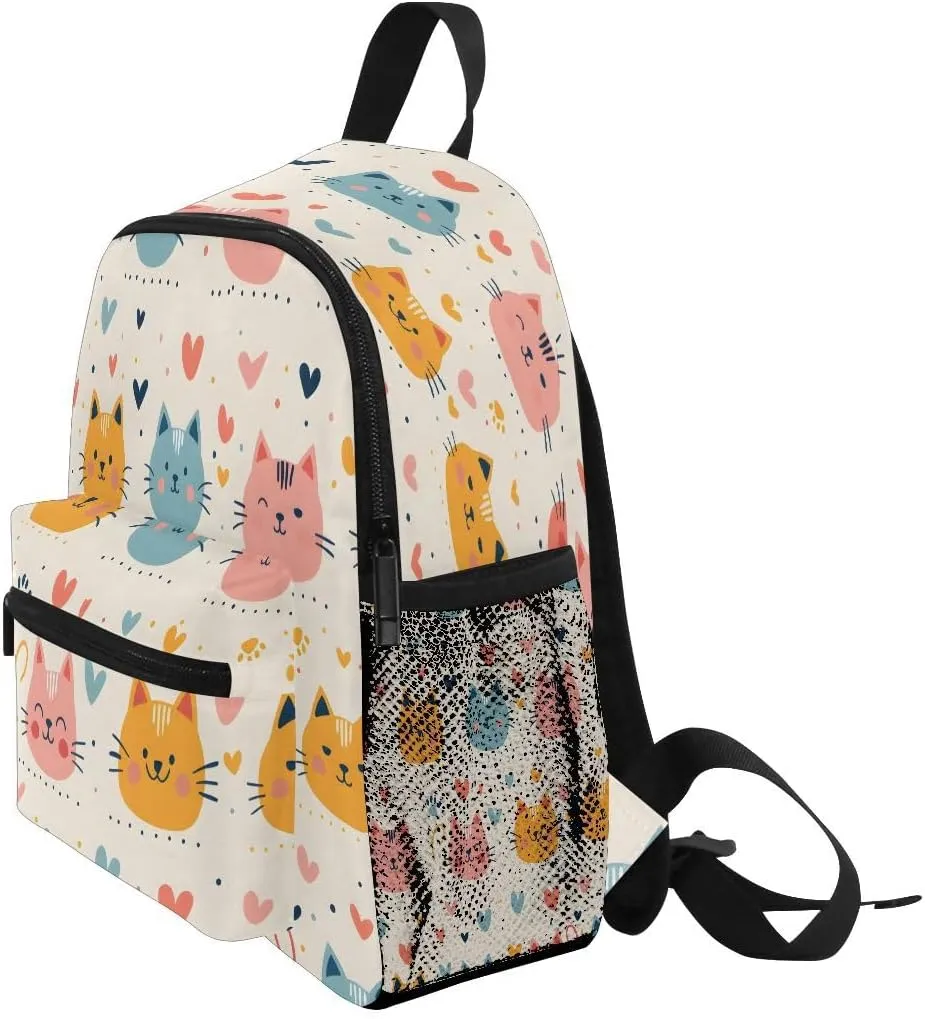 ALAZA Cat Head Love Heart Toddler Backpack Kid's School Bag Preschool Kindergarten Elementary School for Boys Girls