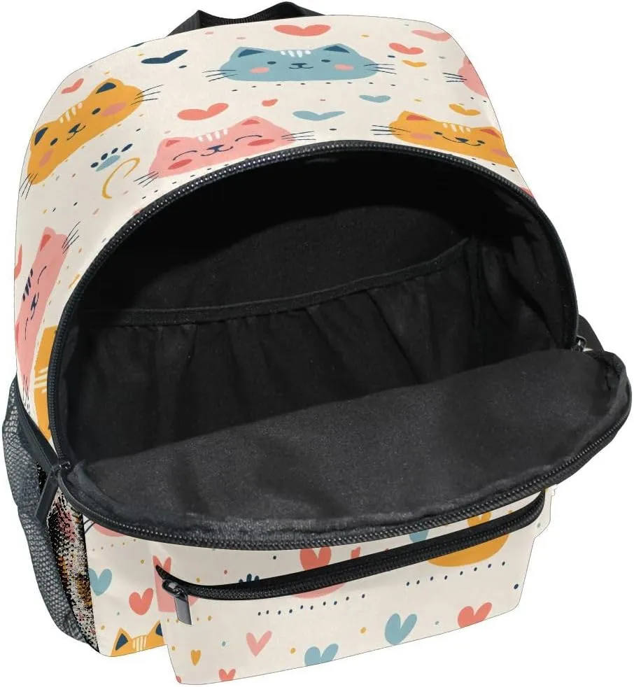 ALAZA Cat Head Love Heart Toddler Backpack Kid's School Bag Preschool Kindergarten Elementary School for Boys Girls