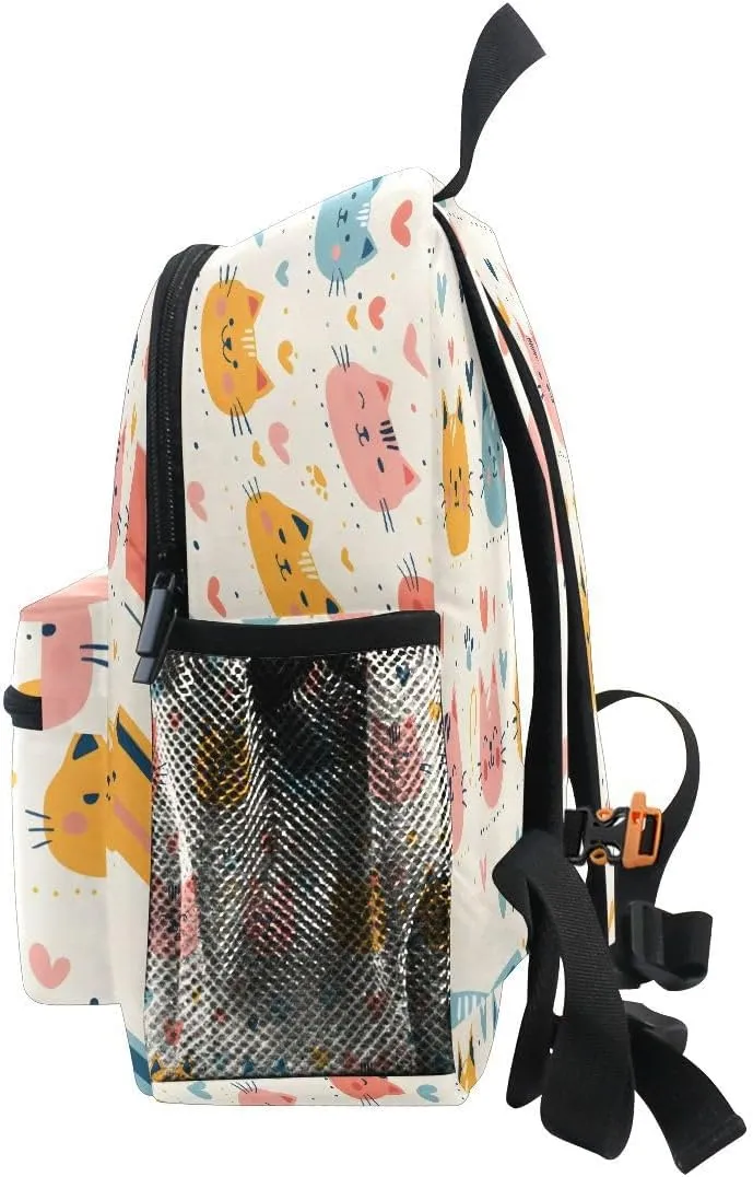 ALAZA Cat Head Love Heart Toddler Backpack Kid's School Bag Preschool Kindergarten Elementary School for Boys Girls