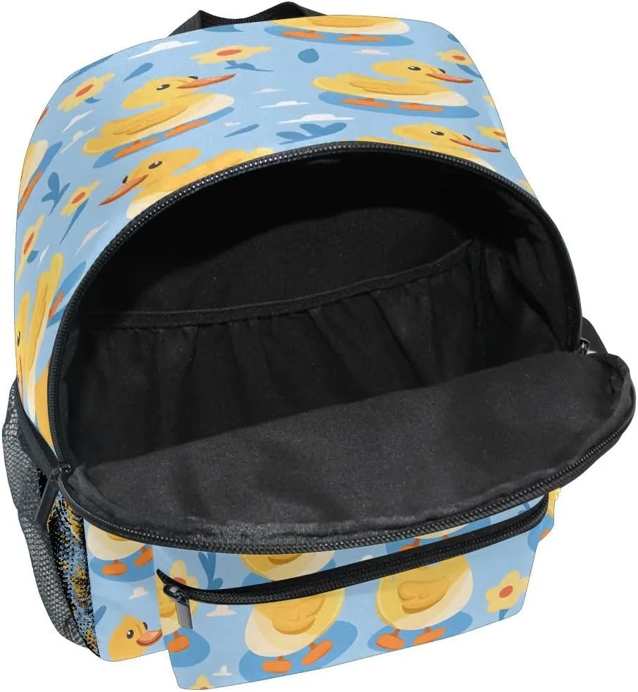 ALAZA Duck Flower Yellow Blue Toddler Backpack Kid's School Bag Preschool Kindergarten Elementary School for Boys Girls