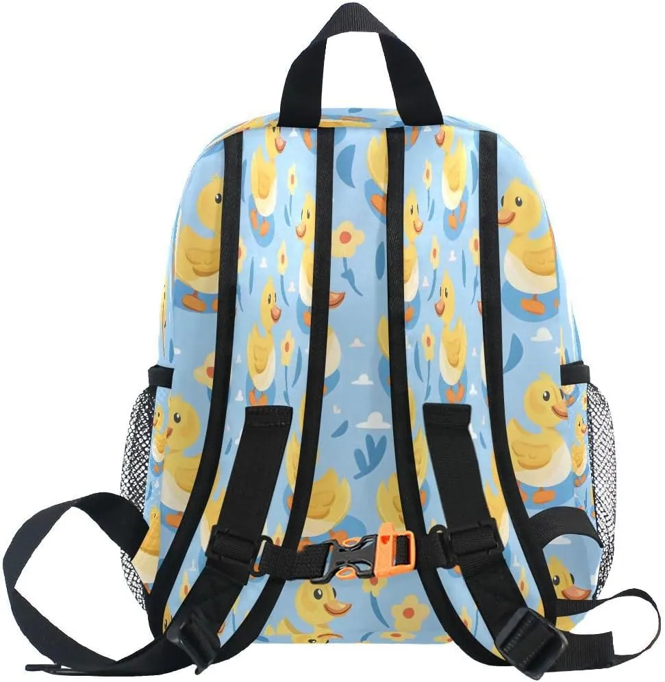 ALAZA Duck Flower Yellow Blue Toddler Backpack Kid's School Bag Preschool Kindergarten Elementary School for Boys Girls