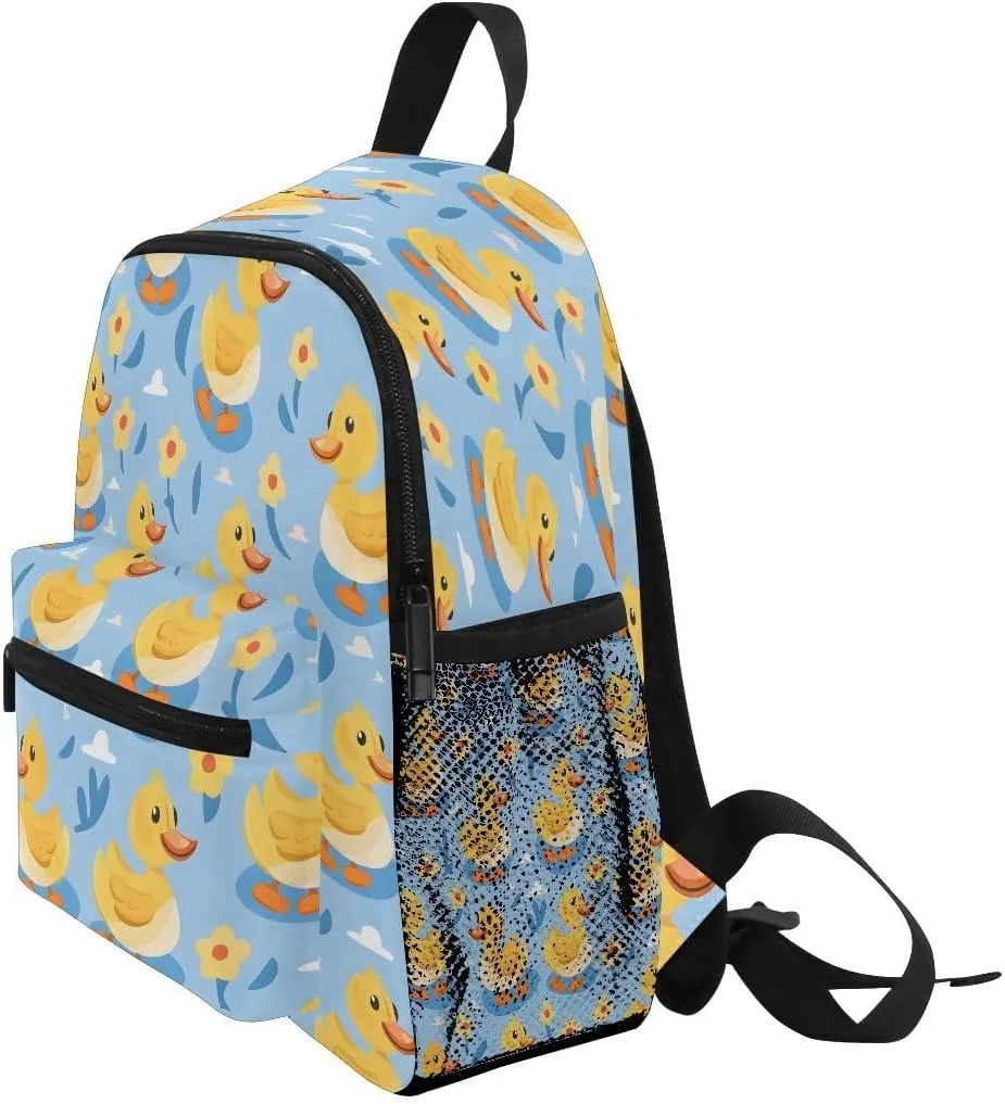 ALAZA Duck Flower Yellow Blue Toddler Backpack Kid's School Bag Preschool Kindergarten Elementary School for Boys Girls