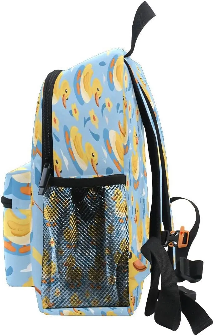 ALAZA Duck Flower Yellow Blue Toddler Backpack Kid's School Bag Preschool Kindergarten Elementary School for Boys Girls