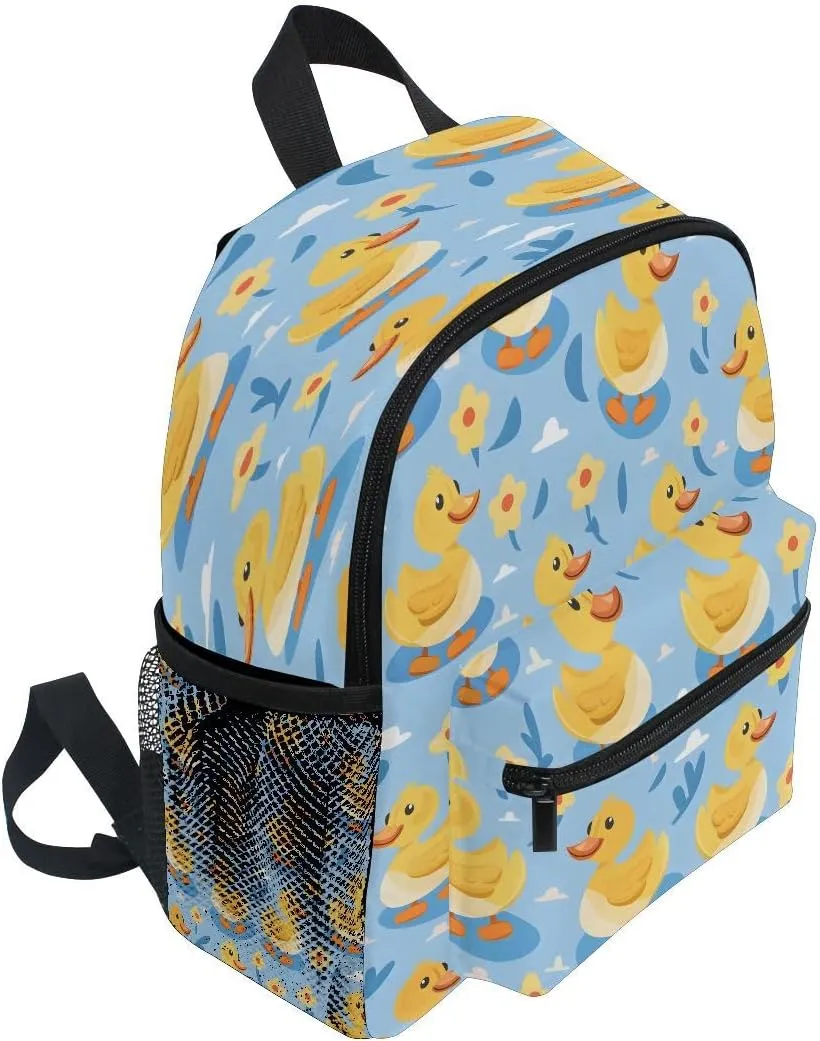 ALAZA Duck Flower Yellow Blue Toddler Backpack Kid's School Bag Preschool Kindergarten Elementary School for Boys Girls