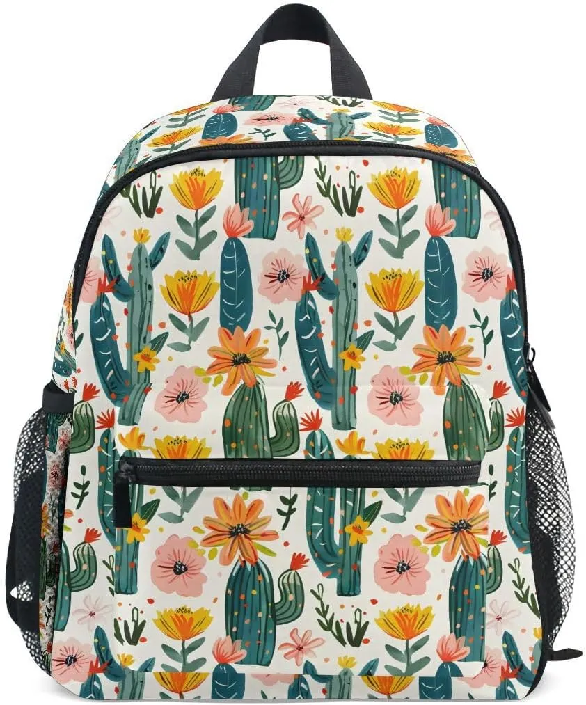 ALAZA Floral Cactus Blossom Flower Color Toddler Backpack Kid's School Bag Preschool Kindergarten Elementary School for Boys Girls