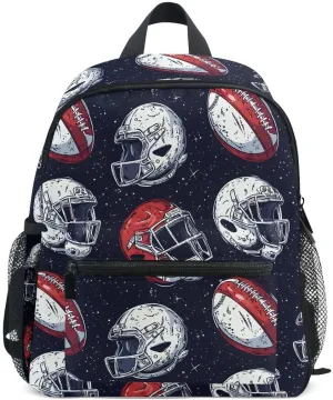 ALAZA Football Ball Black Helmet Toddler Backpack Kid's School Bag Preschool Kindergarten Elementary School for Boys Girls