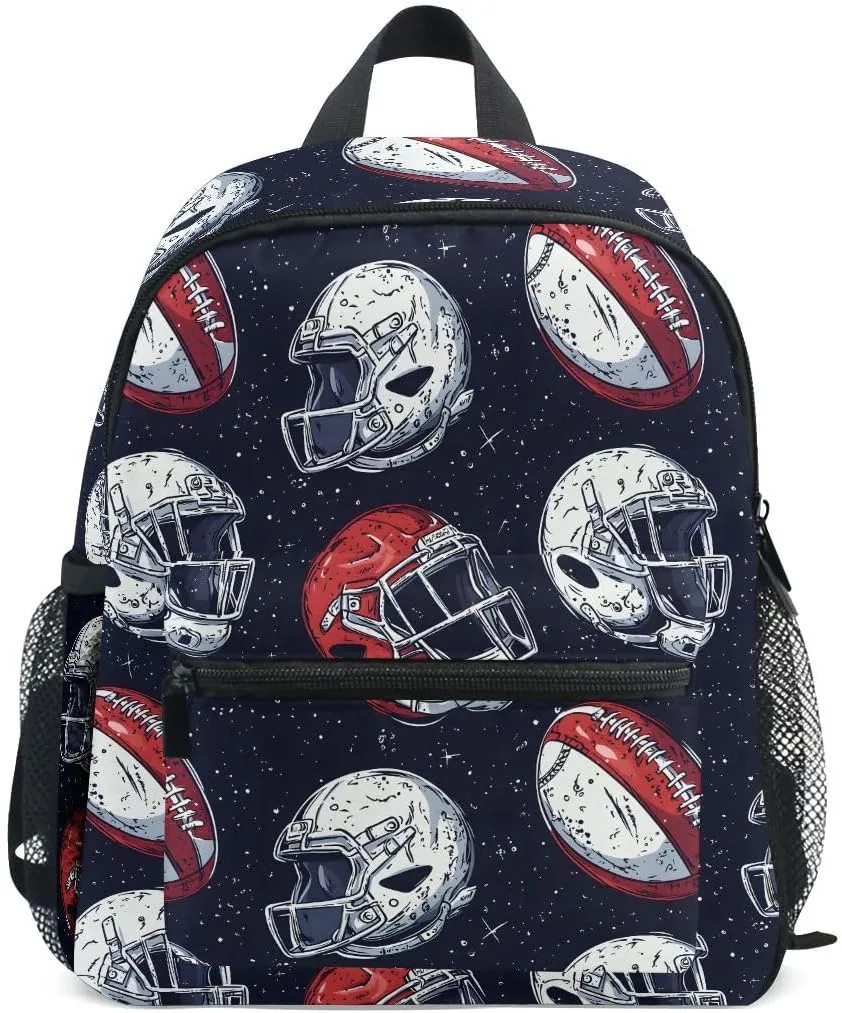 ALAZA Football Ball Black Helmet Toddler Backpack Kid's School Bag Preschool Kindergarten Elementary School for Boys Girls