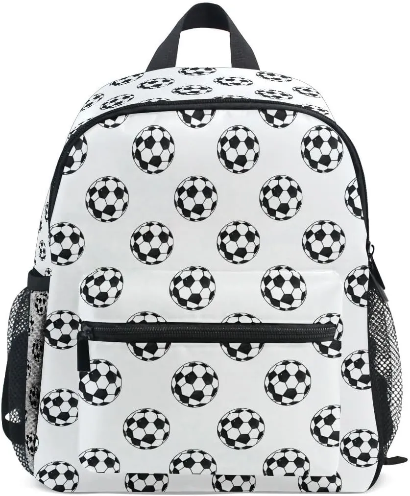 ALAZA Funny Soccer Ball White Toddler Backpack Kid's School Bag Preschool Kindergarten Elementary School for Boys Girls