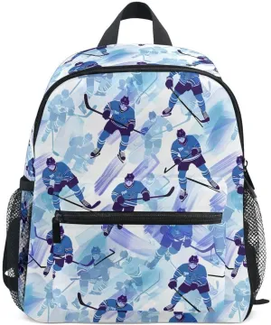 ALAZA Ice Hockey Player Stylish Cartoon Blue Toddler Backpack Kid's School Bag Preschool Kindergarten Elementary School for Boys Girls