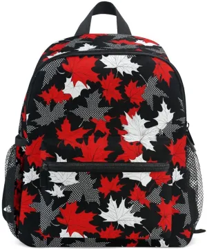 ALAZA Maple Leaf on Black Toddler Backpack Kid's School Bag Preschool Kindergarten Elementary School for Boys Girls
