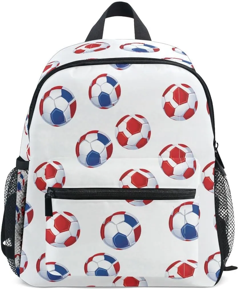 ALAZA Red Blue Football Ball Soccer Toddler Backpack Kid's School Bag Preschool Kindergarten Elementary School for Boys Girls