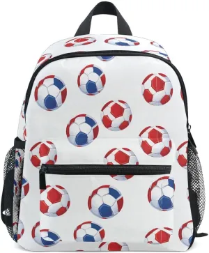 ALAZA Red Blue Football Ball Soccer Toddler Backpack Kid's School Bag Preschool Kindergarten Elementary School for Boys Girls