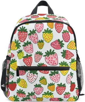 ALAZA Strawberry Fruit White Colorful Toddler Backpack Kid's School Bag Preschool Kindergarten Elementary School for Boys Girls