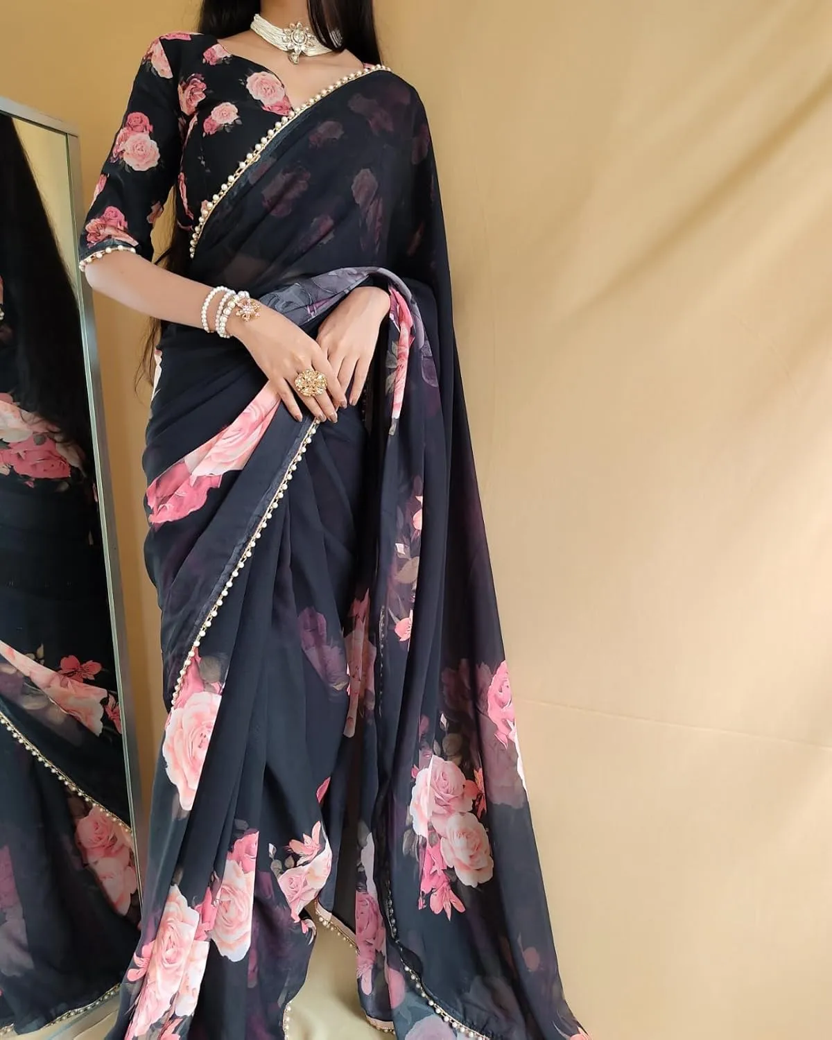 Alia Bhatt Wear Bollywood Chiffon Sari - Partywear Saree