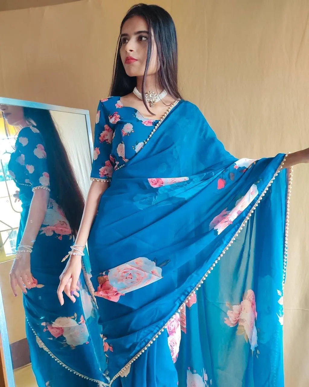 Alia Bhatt Wear Bollywood Chiffon Sari - Partywear Saree
