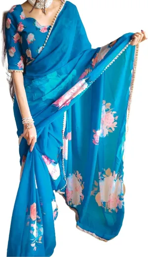 Alia Bhatt Wear Bollywood Chiffon Sari - Partywear Saree