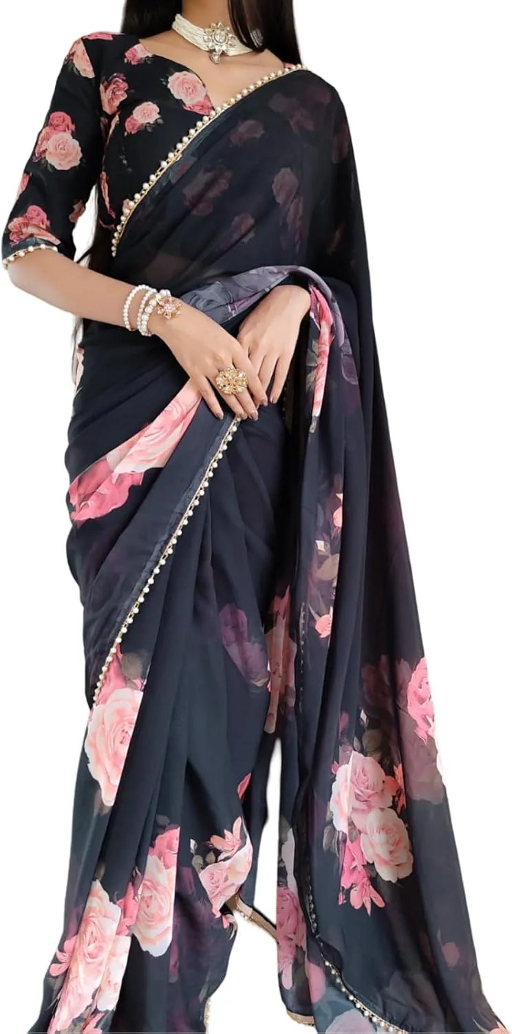 Alia Bhatt Wear Bollywood Chiffon Sari - Partywear Saree