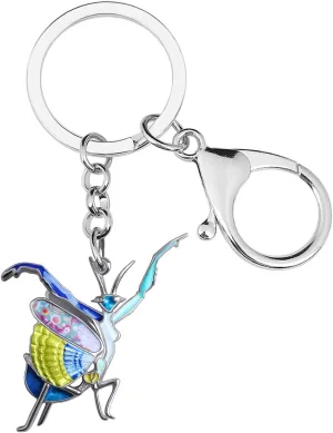 Alloy Novelty Praying Mantis Keychains Purse Car Key Ring Charms Insects Jewelry Gifts for Women Girls