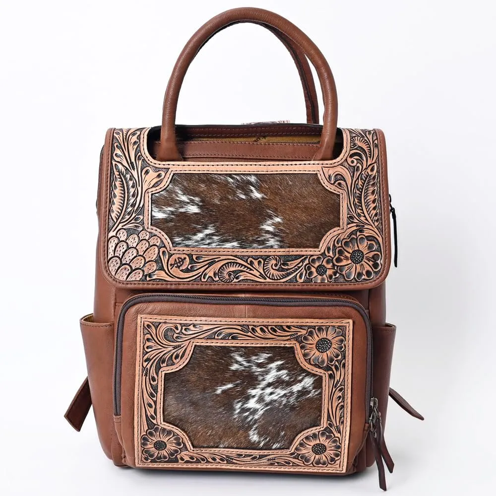 American Darling Backpack Hand Tooled Crocodile embossed Genuine Leather women bag western handbag purse, Black