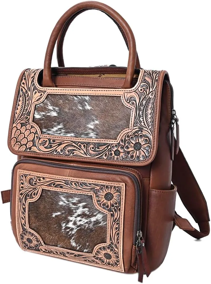 American Darling Backpack Hand Tooled Crocodile embossed Genuine Leather women bag western handbag purse, Black
