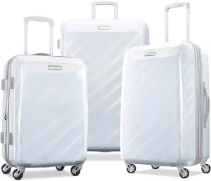 American Tourister Moonlight Hardside Expandable Luggage with Spinner Wheels, Iridescent White, 3-Piece Set (21/24/28)