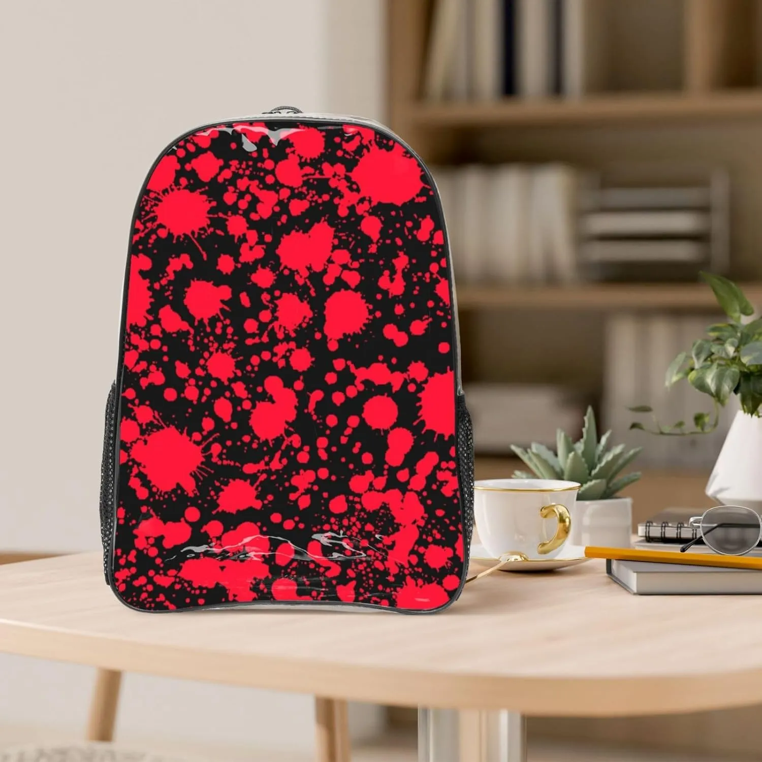 AMRANDOM Clear Backpack Stadium Backpack for Women Heavy Duty for Concert Work Sport Games Festival Venues (Classic Horror Blood Splatter Black)
