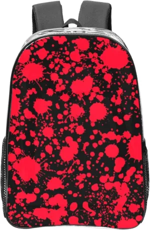 AMRANDOM Clear Backpack Stadium Backpack for Women Heavy Duty for Concert Work Sport Games Festival Venues (Classic Horror Blood Splatter Black)