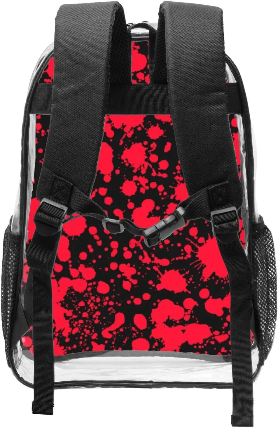 AMRANDOM Clear Backpack Stadium Backpack for Women Heavy Duty for Concert Work Sport Games Festival Venues (Classic Horror Blood Splatter Black)