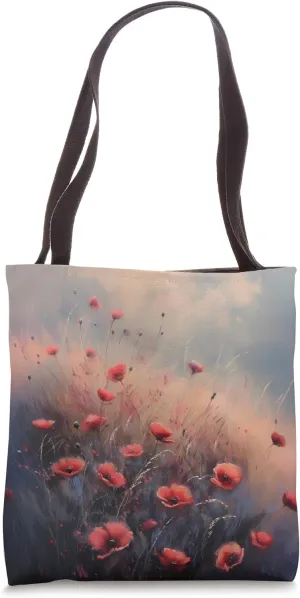 An Impressionistic Field of Poppies Flowers, A Poppy Flowers Tote Bag