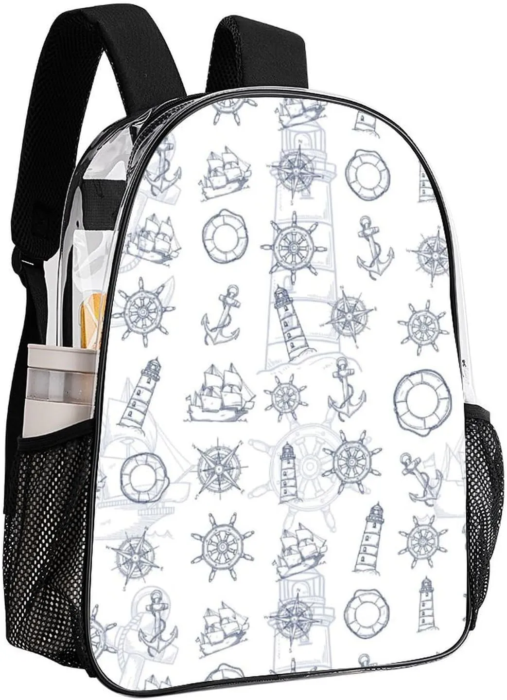 Anchor Navigation Clear Backpacks PVC Transparent Laptop Backpack Multipurpose Double Shoulder Bag for Men Women Gifts
