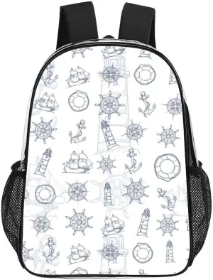 Anchor Navigation Clear Backpacks PVC Transparent Laptop Backpack Multipurpose Double Shoulder Bag for Men Women Gifts