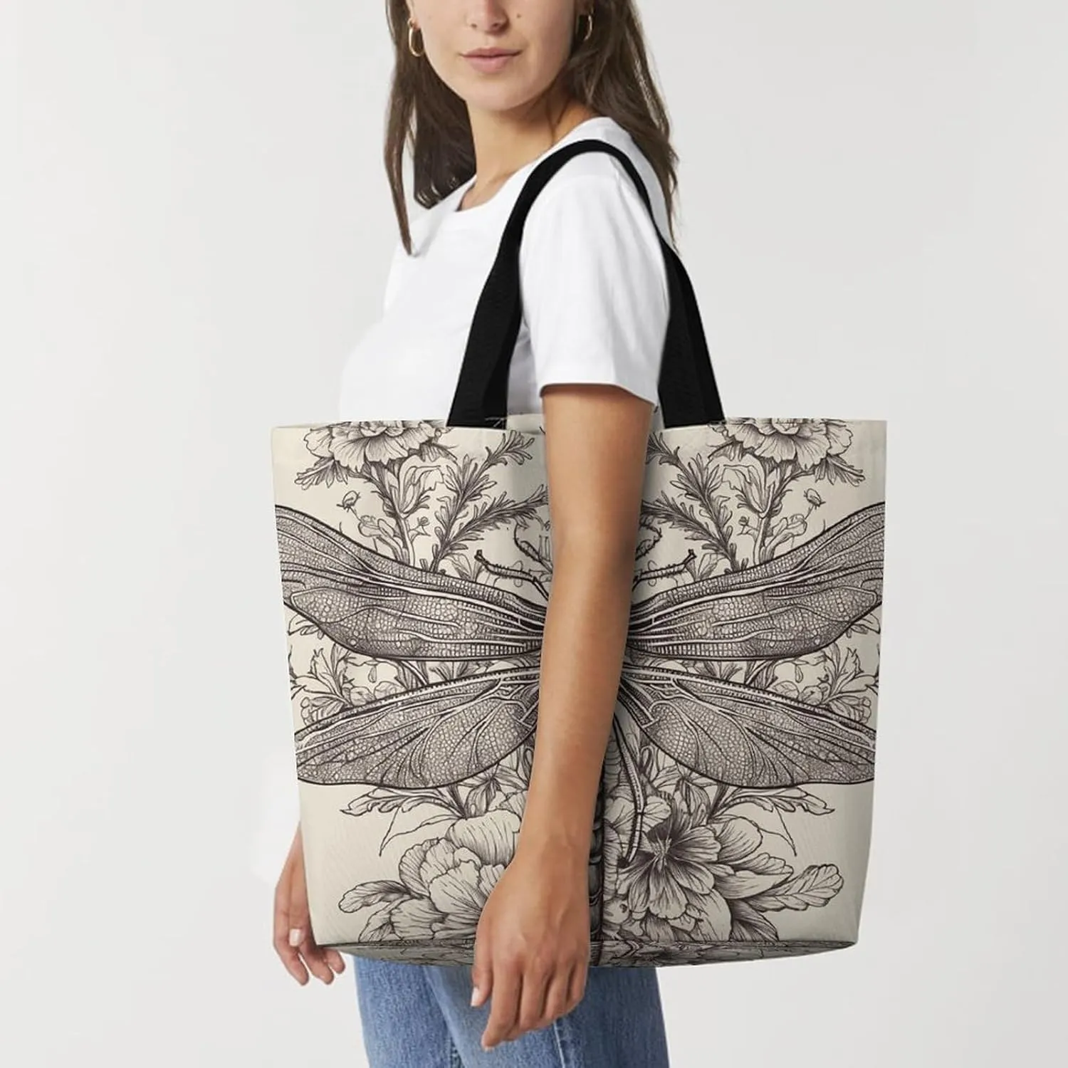 Ancient Egyptian Hieroglyph Tote Bag for Women Reusable Grocery Shoulder Bags Shopping Bag for Travel, Groceries