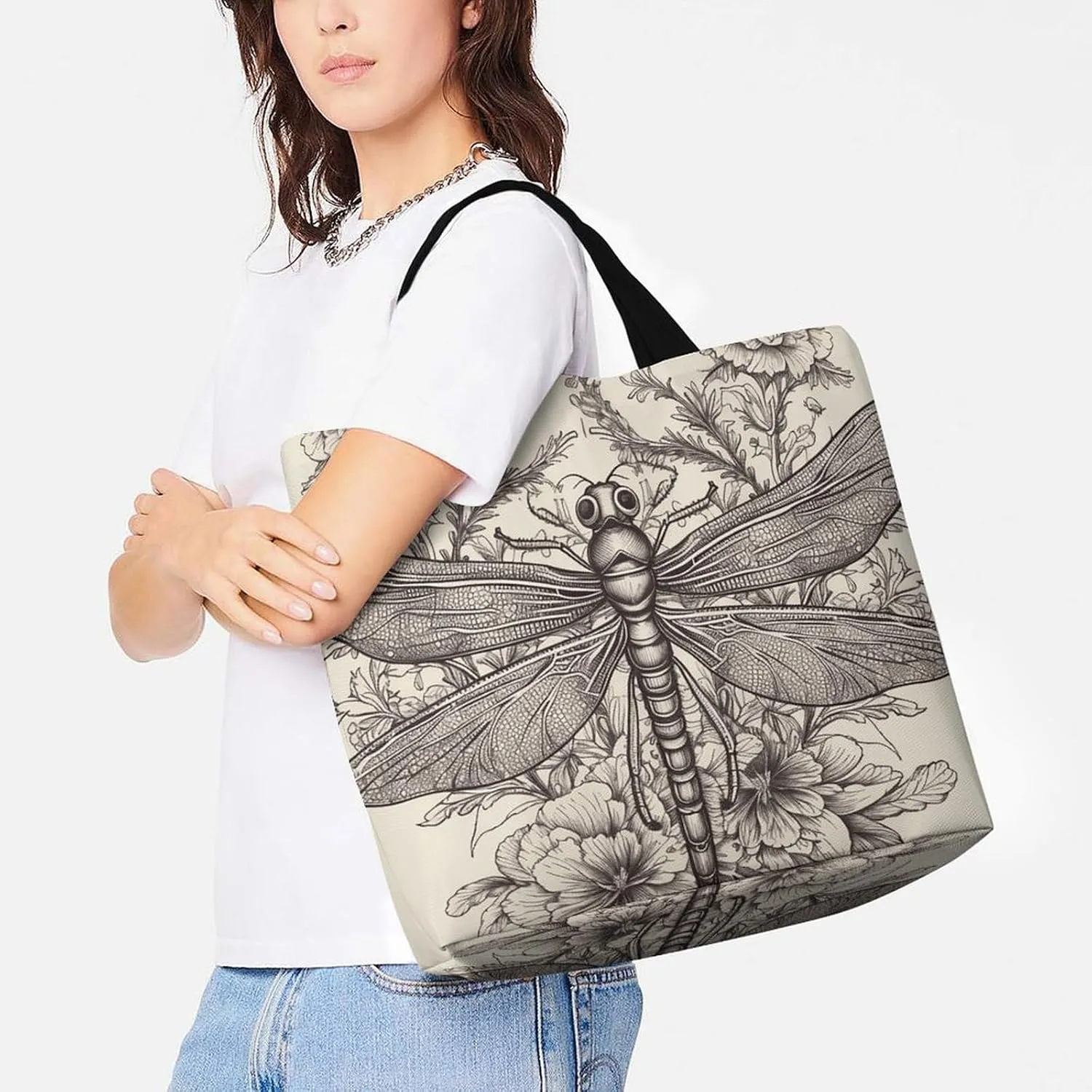 Ancient Egyptian Hieroglyph Tote Bag for Women Reusable Grocery Shoulder Bags Shopping Bag for Travel, Groceries