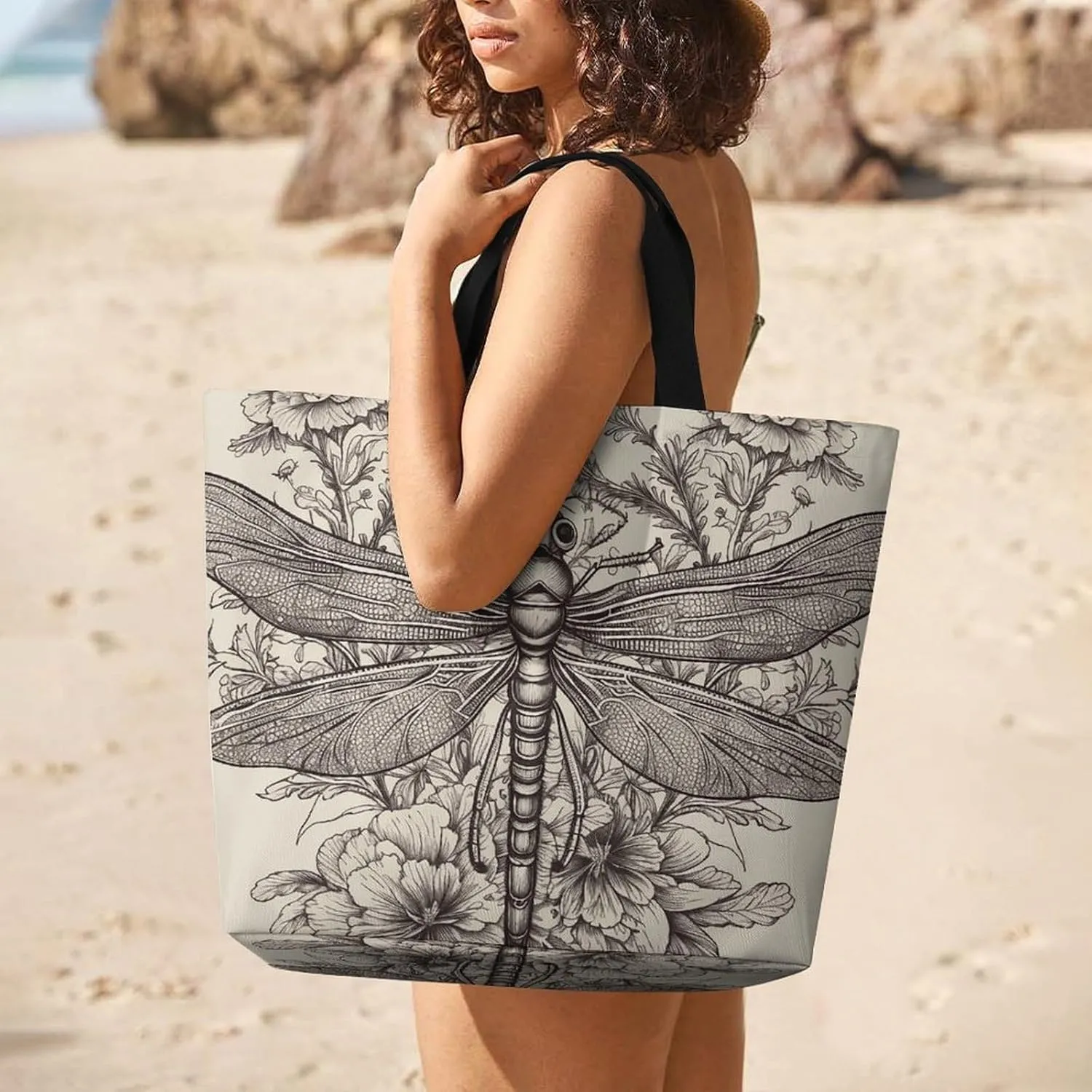 Ancient Egyptian Hieroglyph Tote Bag for Women Reusable Grocery Shoulder Bags Shopping Bag for Travel, Groceries