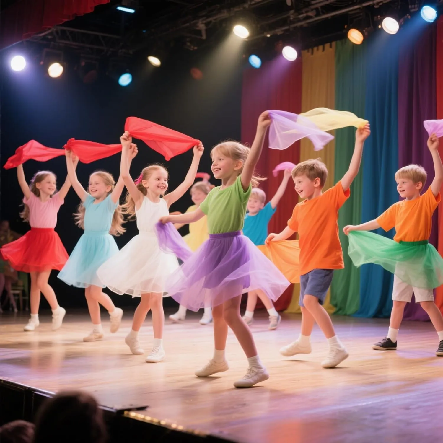 Andux 12Pcs Colorfast Dance Scarves Square Scarf Colorfast Dance Scarf for Kids Juggling Kindergarten 24 by 24 Inches WDSJ-02
