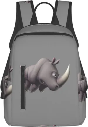 angry rhino print Simple lightweight casual backpack travel bag backpack for men and women